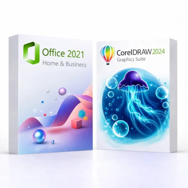 Office 2021 Home és Business és CorelDRAW Graphics Suite 2024 szoftvercsomag termékképe