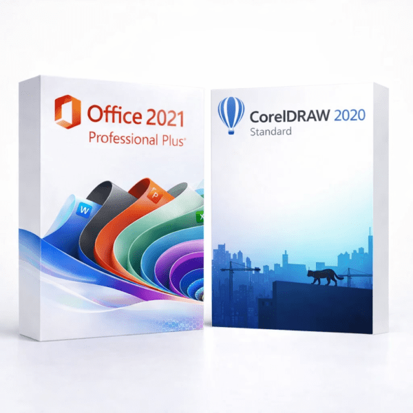 Office 2021 Pro Plus és CorelDRAW Standard 2020 szoftvercsomag termékképe