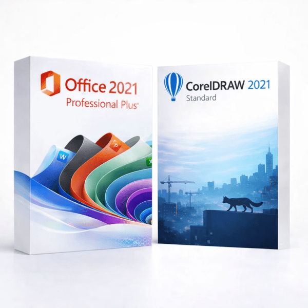 Office 2021 Pro Plus és CorelDRAW Standard 2021 szoftvercsomag termékképe