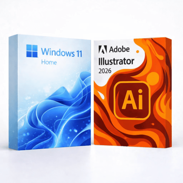 Windows 11 Home és Illustrator 2026 szoftvercsomag termékképe