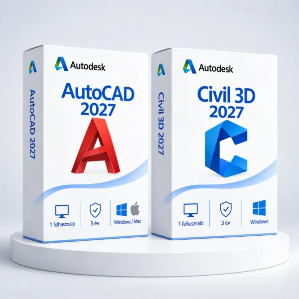Autodesk AutoCAD 2027 + Civil 3D 2027 (3 év) I Windows – digitális szoftver, 2027-es Autodesk-kiadás