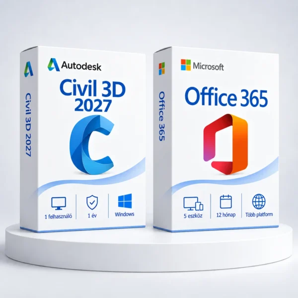 Office 365 (1 év) + Civil 3D 2027 (1 év) – digitális szoftver, 2027-es Autodesk-kiadás