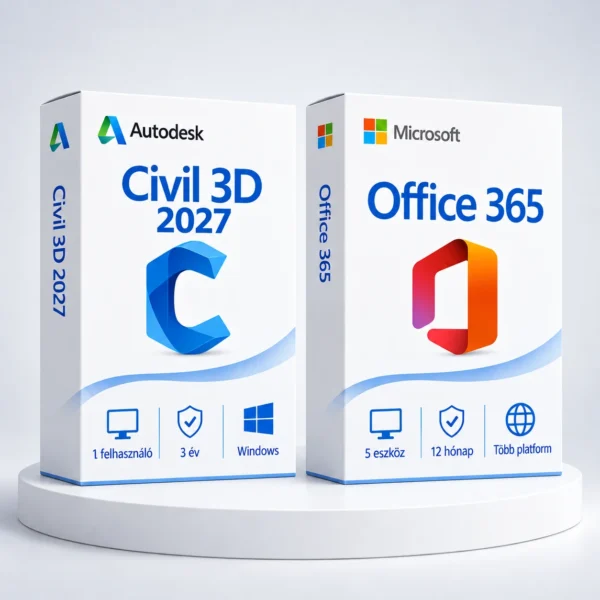 Office 365 (1 év) + Civil 3D 2027 (3 év) – digitális szoftver, 2027-es Autodesk-kiadás